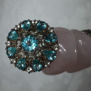 925 Genuine Untreated Natural Blue Apatite and WhiteTopaz. FIRM.